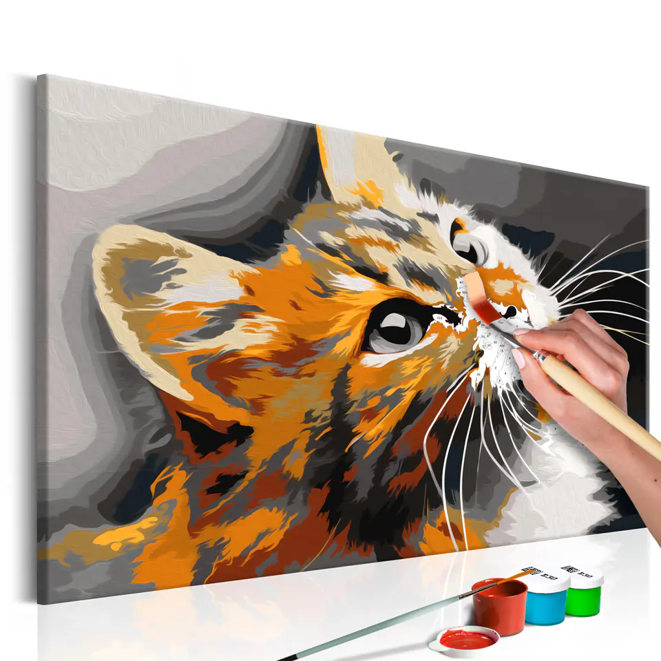 ⁨Obraz do samodzielnego malowania - Rudy kot (rozmiar 60x40, wykończenie )⁩ w sklepie Wasserman.eu