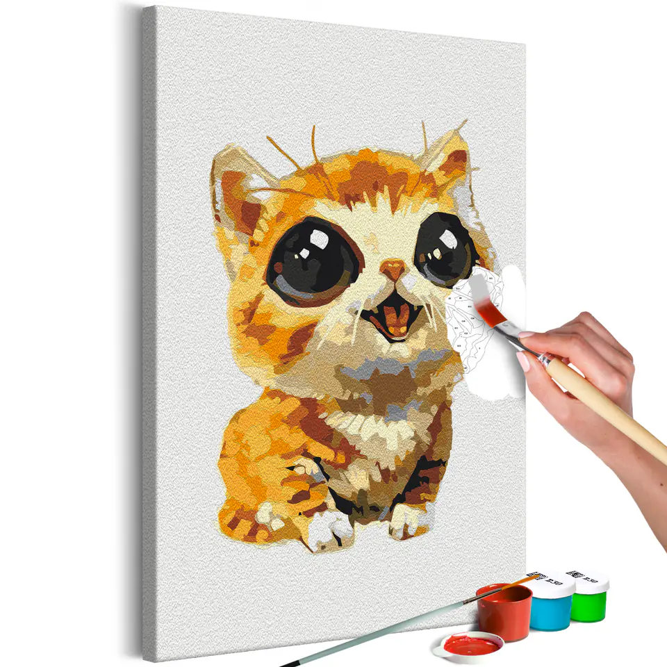 ⁨Obraz do samodzielnego malowania - Radosny kot (rozmiar 40x60, wykończenie )⁩ w sklepie Wasserman.eu