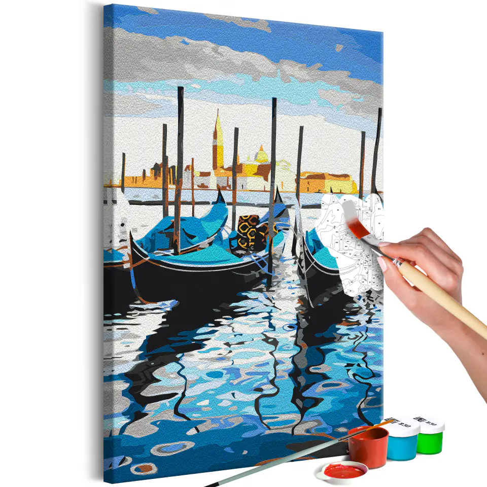 ⁨Obraz do samodzielnego malowania - Weneckie łodzie (rozmiar 40x60, wykończenie )⁩ w sklepie Wasserman.eu