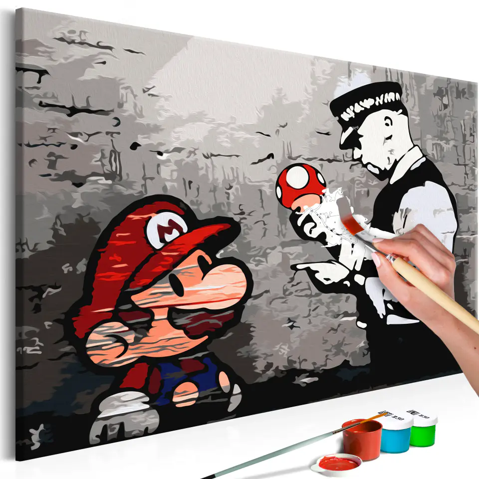 ⁨Obraz do samodzielnego malowania - Mario (Banksy) (rozmiar 60x40, wykończenie )⁩ w sklepie Wasserman.eu