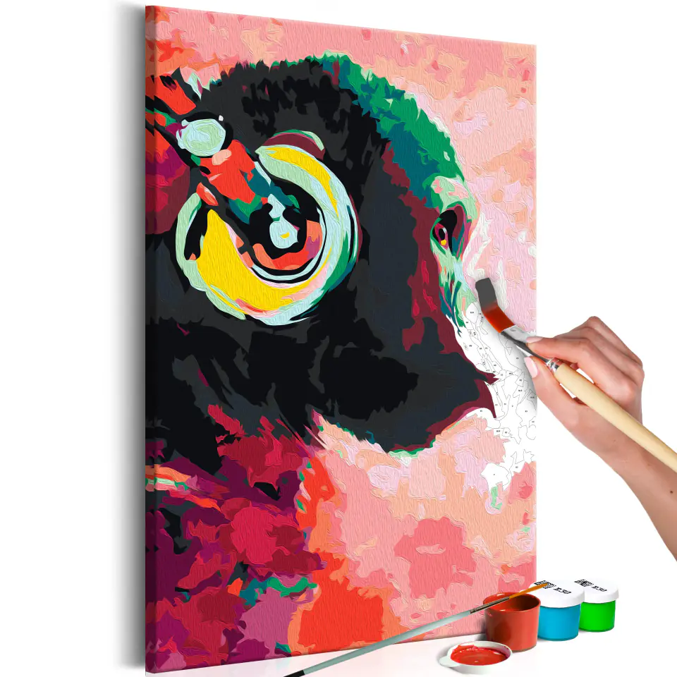 ⁨Self-painting - Monkey in headphones (size 40x60)⁩ at Wasserman.eu