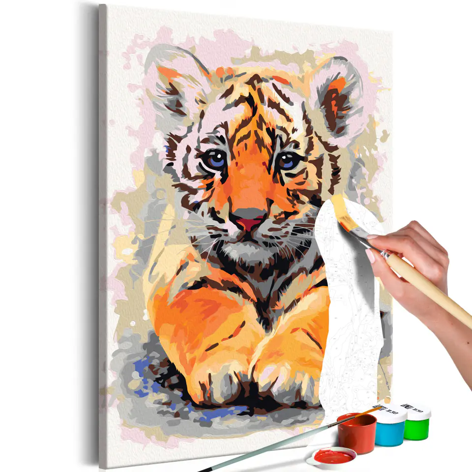 ⁨Obraz do samodzielnego malowania - Tygrysiątko (rozmiar 40x60, wykończenie )⁩ w sklepie Wasserman.eu