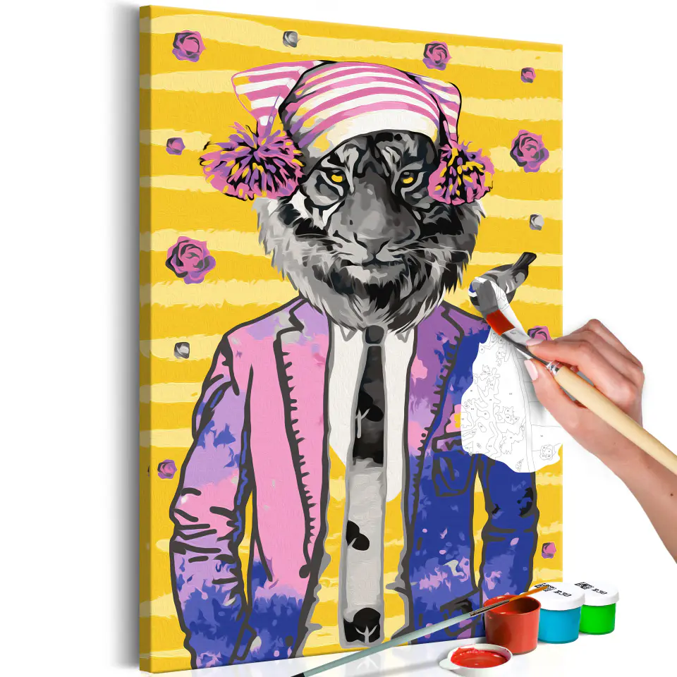 ⁨Self-painting - Tiger in a cap (size 40x60)⁩ at Wasserman.eu