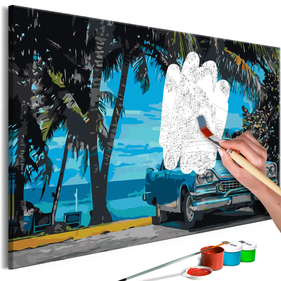 ⁨Self-painting - Auto under palm trees (size 60x40)⁩ at Wasserman.eu