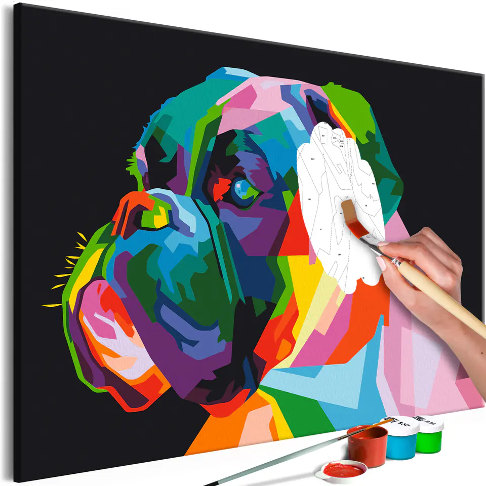 ⁨Self-painting - Colorful boxer (size 60x40)⁩ at Wasserman.eu