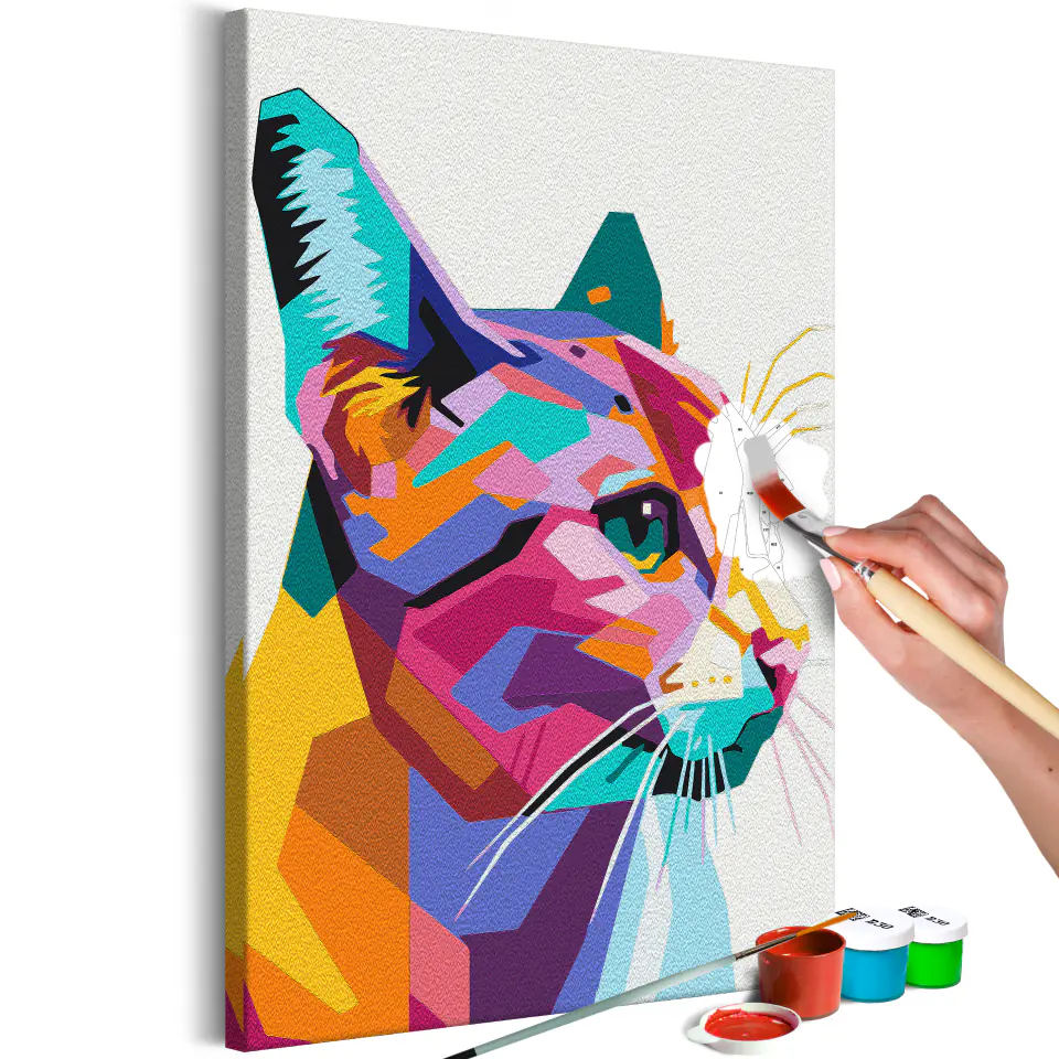 ⁨Self-painting - Geometric cat (size 40x60)⁩ at Wasserman.eu