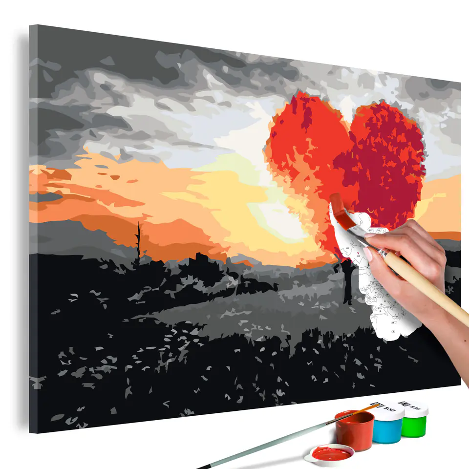 ⁨Self-painting - Heart-shaped tree (sunrise) (size 60x40)⁩ at Wasserman.eu