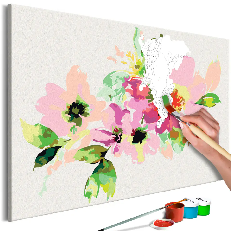 ⁨Self-painting - Colorful flowers (size 60x40)⁩ at Wasserman.eu