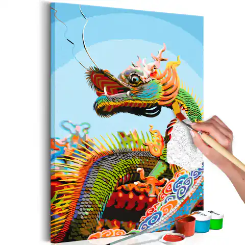 ⁨Obraz do samodzielnego malowania - Kolorowy Dragon (rozmiar 40x60)⁩ w sklepie Wasserman.eu