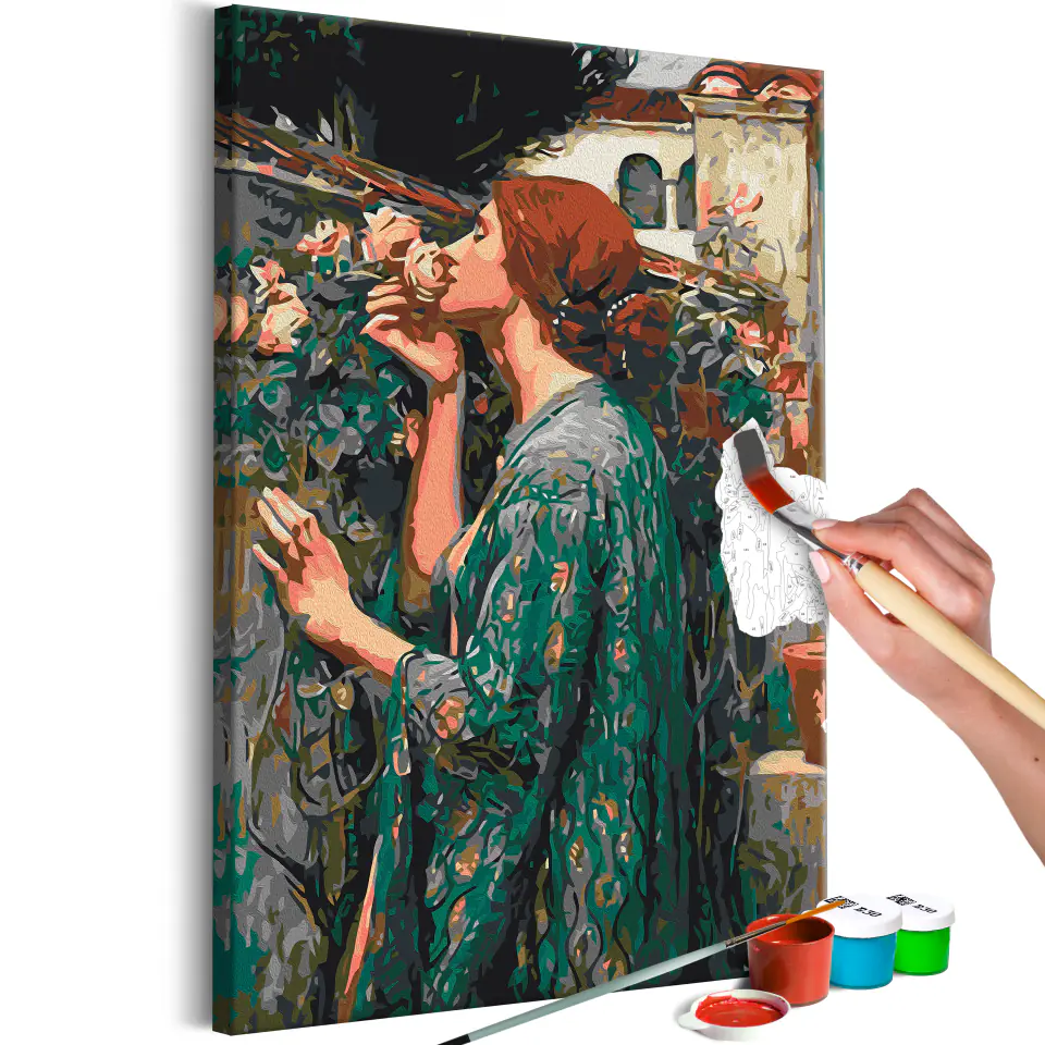 ⁨Obraz do samodzielnego malowania - John William Waterhouse: The Soul of the Rose (rozmiar 40x60, wykończenie )⁩ w sklepie Wasserman.eu