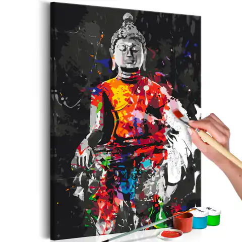 ⁨Obraz do samodzielnego malowania - Budda w kolorach (rozmiar 40x60, wykończenie )⁩ w sklepie Wasserman.eu