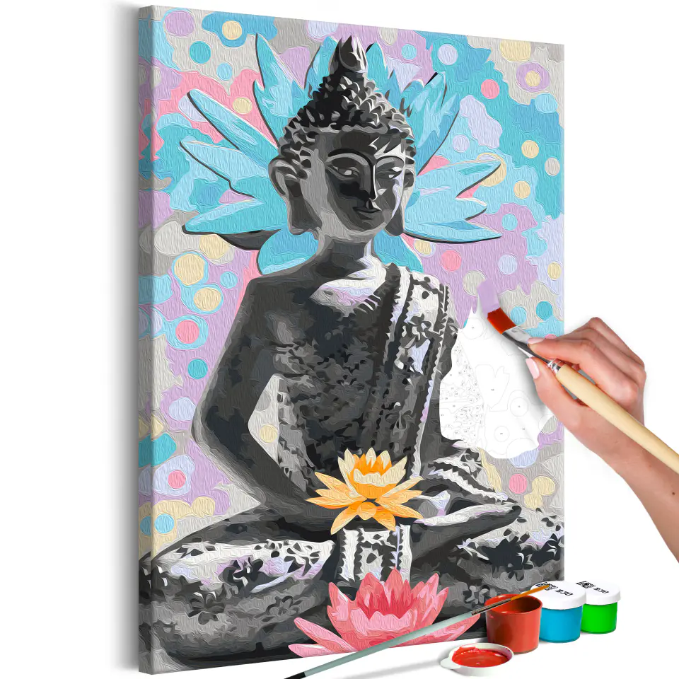 ⁨Self-painting - Rainbow Buddha (size 40x60)⁩ at Wasserman.eu