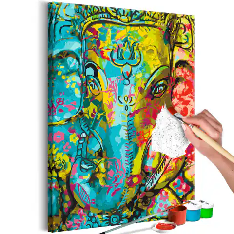 ⁨Obraz do samodzielnego malowania - Kolorowy Ganesha (rozmiar 40x60, wykończenie )⁩ w sklepie Wasserman.eu
