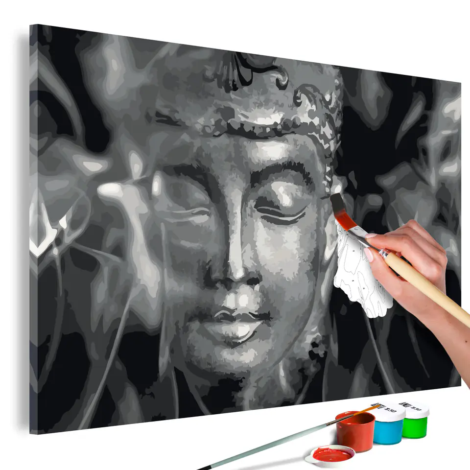 ⁨Self-painting - Black and white Buddha (size 60x40)⁩ at Wasserman.eu