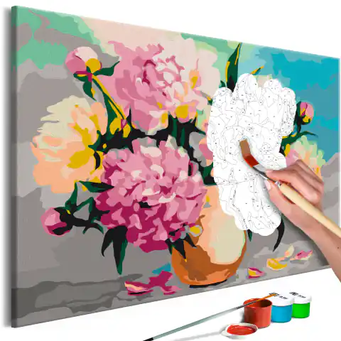 ⁨Obraz do samodzielnego malowania - Kwiaty w wazonie (rozmiar 60x40)⁩ w sklepie Wasserman.eu