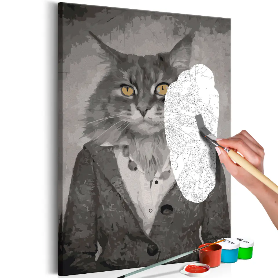 ⁨Obraz do samodzielnego malowania - Elegancki kot (rozmiar 40x60, wykończenie )⁩ w sklepie Wasserman.eu