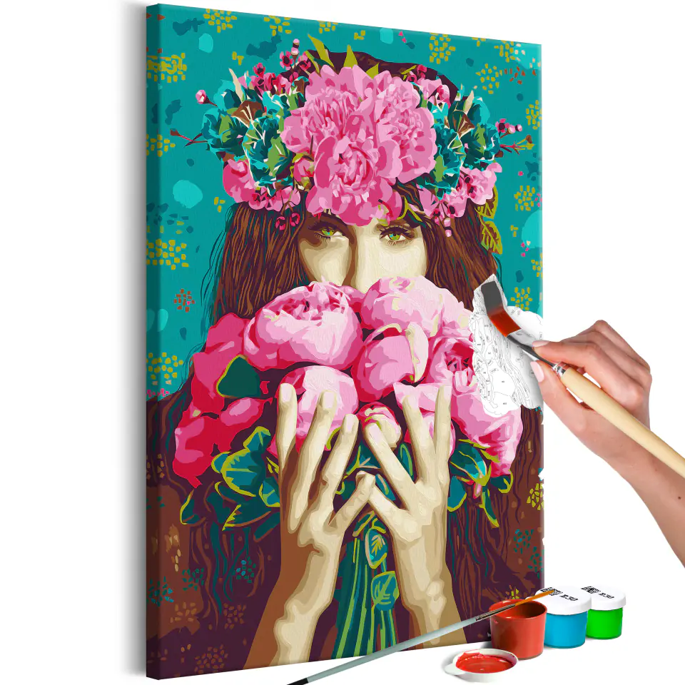 ⁨Self-painting - Green-eyed woman (size 40x60)⁩ at Wasserman.eu