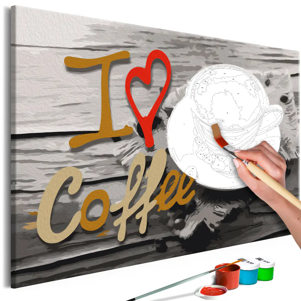 ⁨Self-painting - I love coffee (size 60x40)⁩ at Wasserman.eu