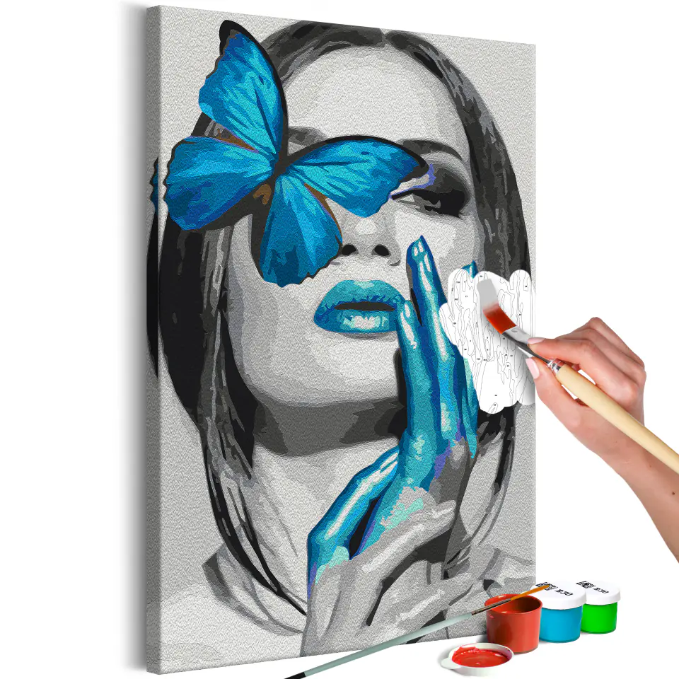 ⁨Self-painting - Blue butterfly (size 40x60)⁩ at Wasserman.eu