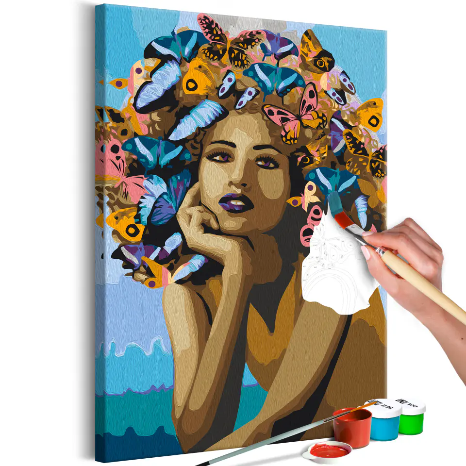 ⁨Self-painting - Girl and butterflies (size 40x60)⁩ at Wasserman.eu