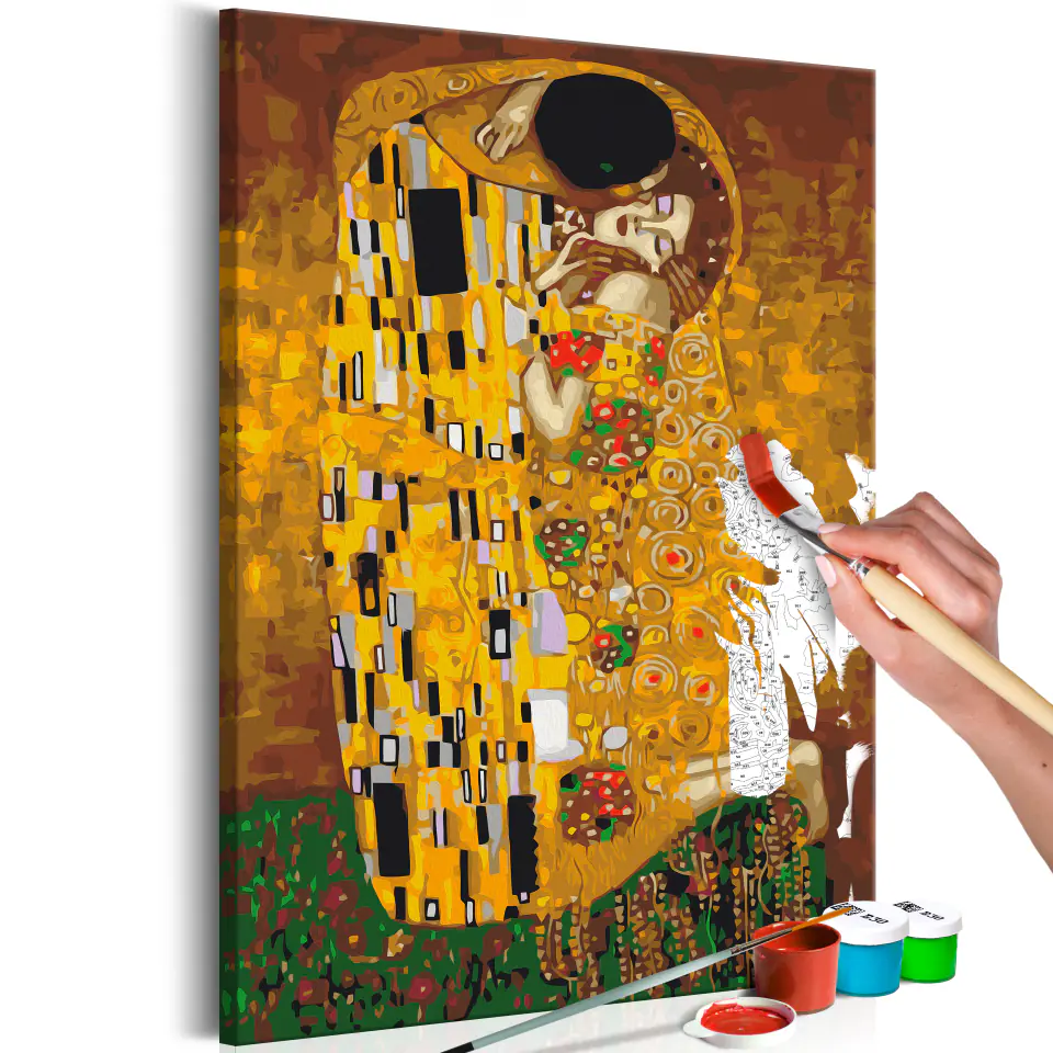 ⁨Obraz do samodzielnego malowania - Klimt: Pocałunek (rozmiar 40x60, wykończenie )⁩ w sklepie Wasserman.eu