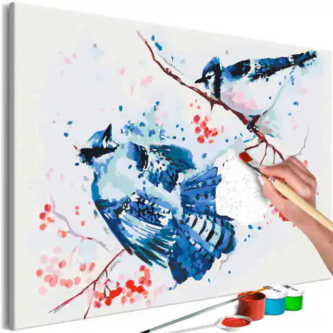 ⁨Obraz do samodzielnego malowania - Niebieskie ptaki (rozmiar 60x40)⁩ w sklepie Wasserman.eu