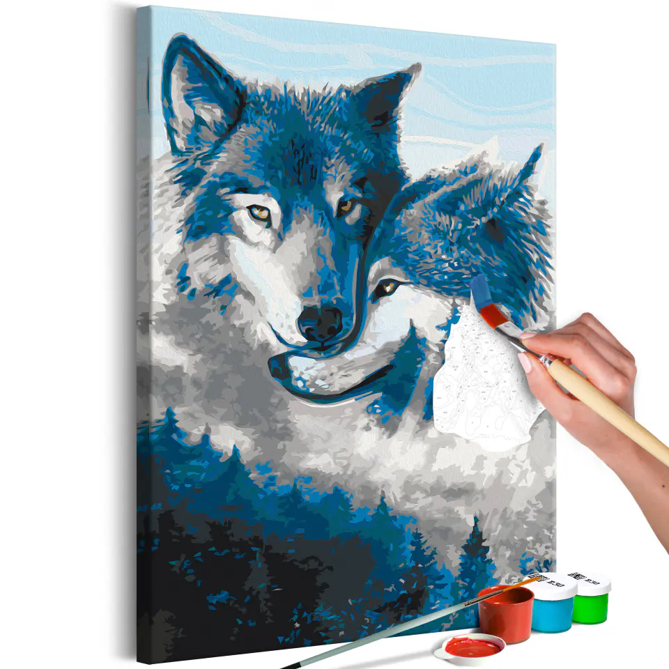 ⁨Self-painting - Wolves in love (size 40x60)⁩ at Wasserman.eu