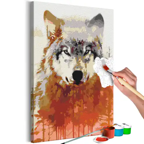 ⁨Obraz do samodzielnego malowania - Wilk i las⁩ w sklepie Wasserman.eu