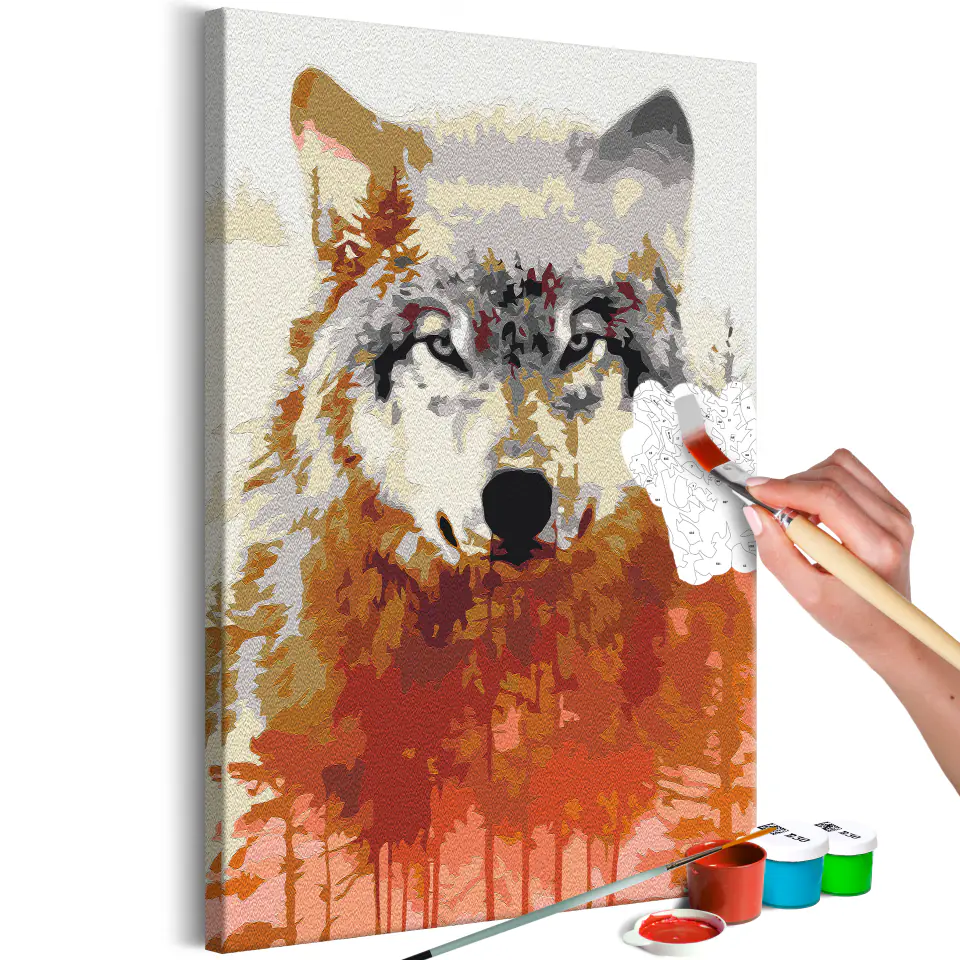 ⁨Self-painting - Wolf and forest (size 40x60)⁩ at Wasserman.eu