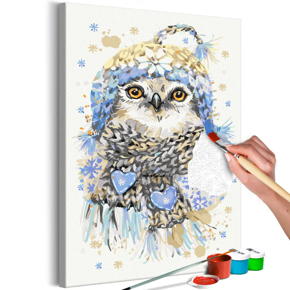 ⁨Self-painting - Frozen owl (size 40x60)⁩ at Wasserman.eu