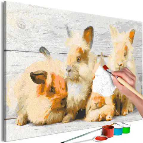⁨Self-painting - Four bunnies (size 60x40)⁩ at Wasserman.eu
