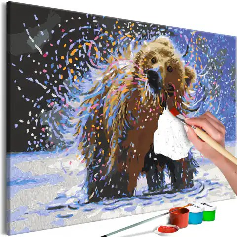 ⁨Obraz do samodzielnego malowania - Mglisty niedźwiedź (rozmiar 60x40, wykończenie )⁩ w sklepie Wasserman.eu