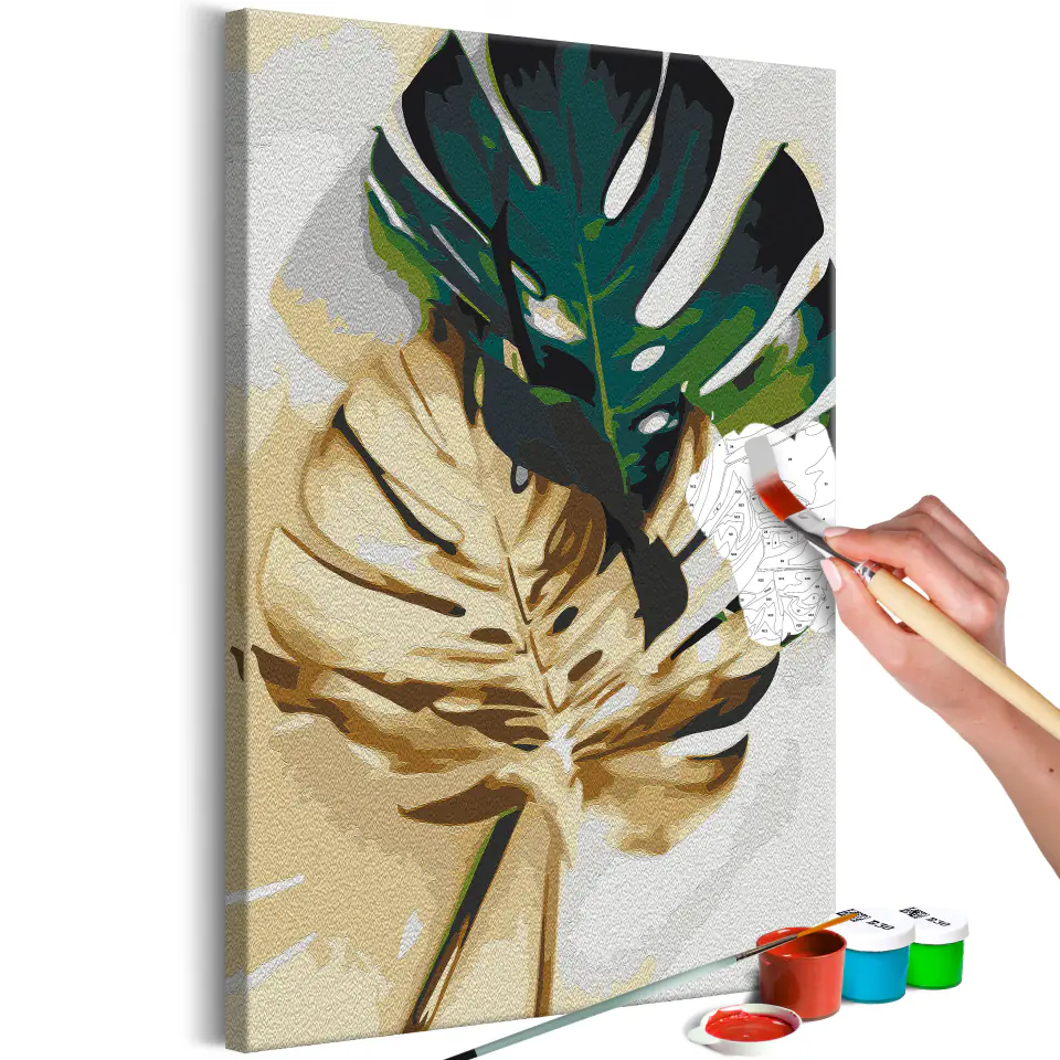 ⁨Self-painting - Golden monstera (size 40x60)⁩ at Wasserman.eu