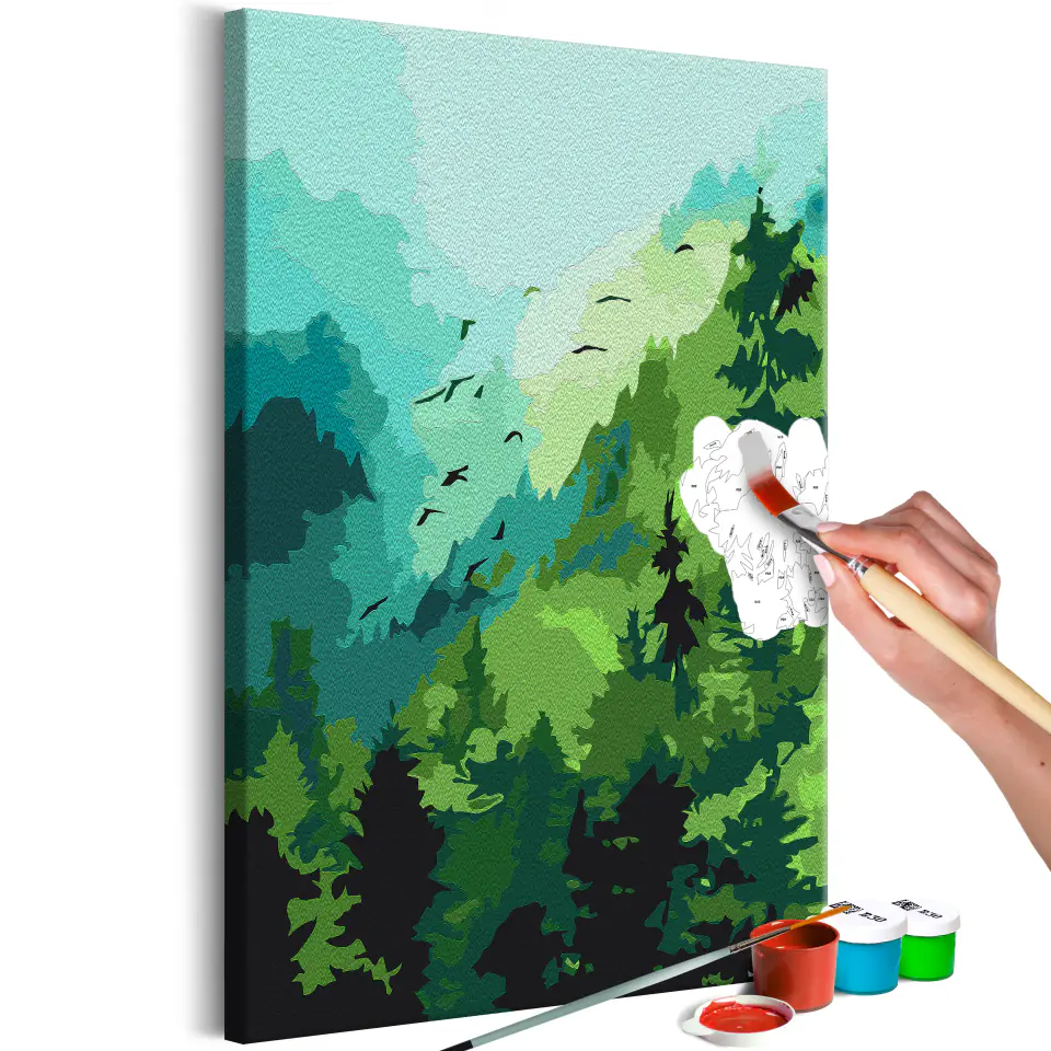 ⁨Self-painting - Forest and birds (size 40x60)⁩ at Wasserman.eu