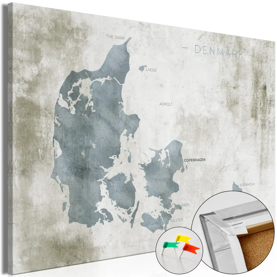 ⁨Picture on cork - Scandinavian blue [Cork map] (size 60x40)⁩ at Wasserman.eu