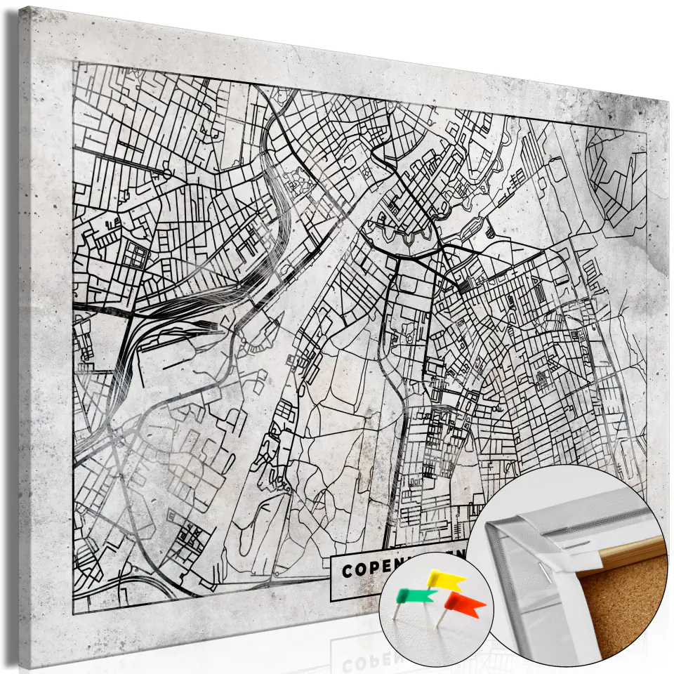 ⁨Painting on a cork - Plan of Copenhagen [Cork map] (size 60x40)⁩ at Wasserman.eu