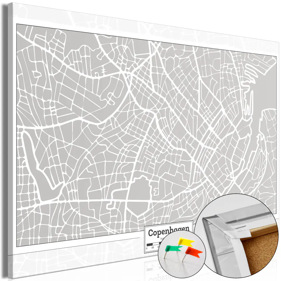 ⁨Painting on a traffic jam - Capital of Denmark [Cork map] (size 60x40)⁩ at Wasserman.eu