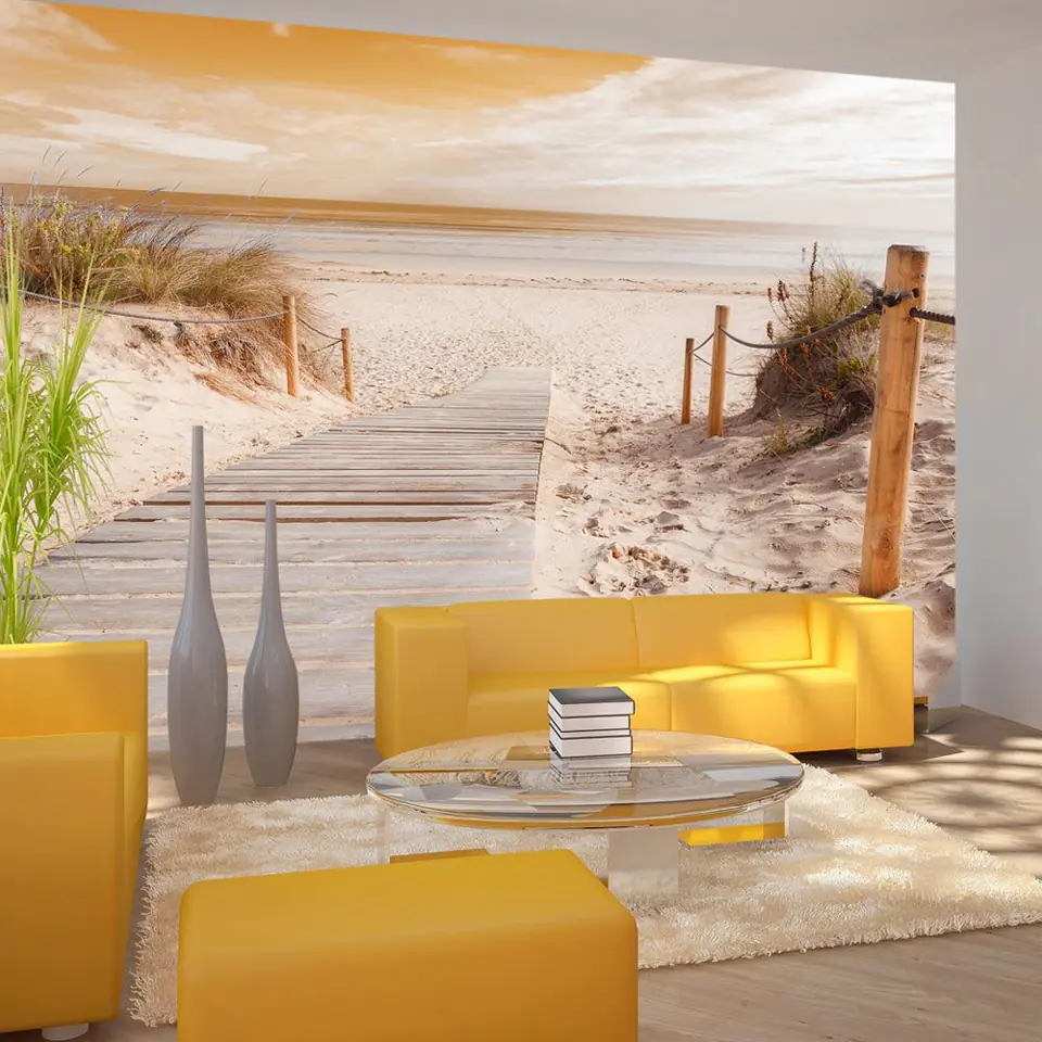 ⁨Self-adhesive wall mural - On the beach - sepia (size 98x70)⁩ at Wasserman.eu