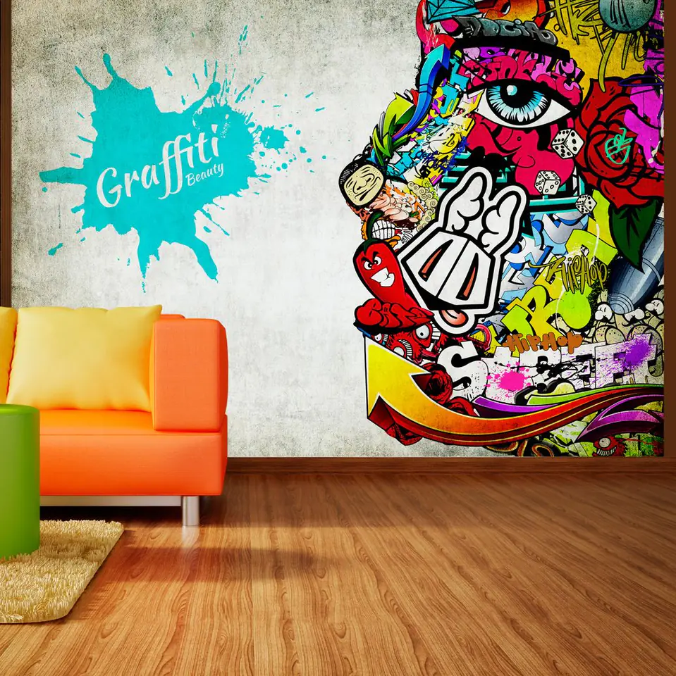 ⁨Fototapeta - Graffiti beauty (rozmiar 98x70, wykończenie Samoprzylepna)⁩ w sklepie Wasserman.eu