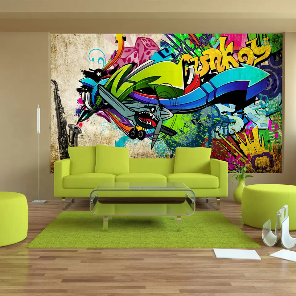 ⁨Wall mural - Funky - graffiti (size 200x140)⁩ at Wasserman.eu