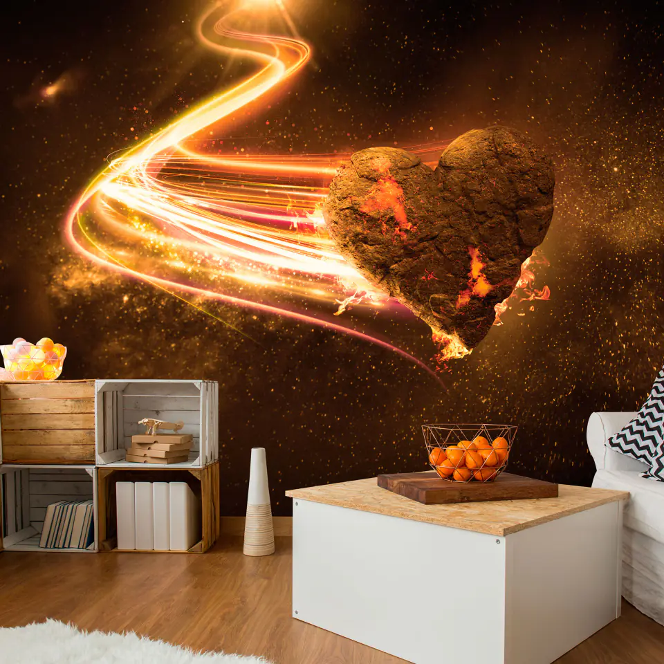 ⁨Self-adhesive wall mural - Love meteorite (orange) (size 245x175)⁩ at Wasserman.eu