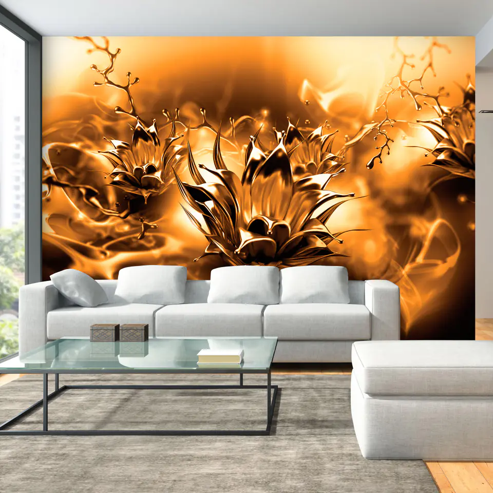 ⁨Self-adhesive wall mural - Oily flower (orange) (size 98x70)⁩ at Wasserman.eu