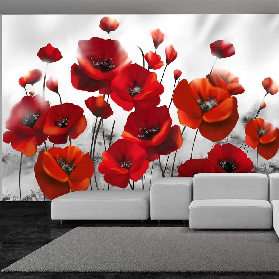 ⁨Self-adhesive wall mural - Poppies in the moonlight (size 98x70)⁩ at Wasserman.eu