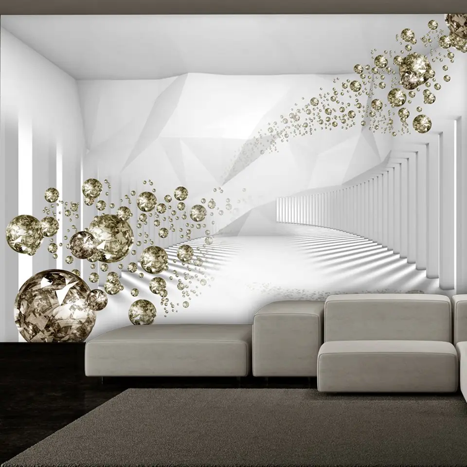 ⁨Wall mural - Diamond corridor (gray) (size 300x210)⁩ at Wasserman.eu