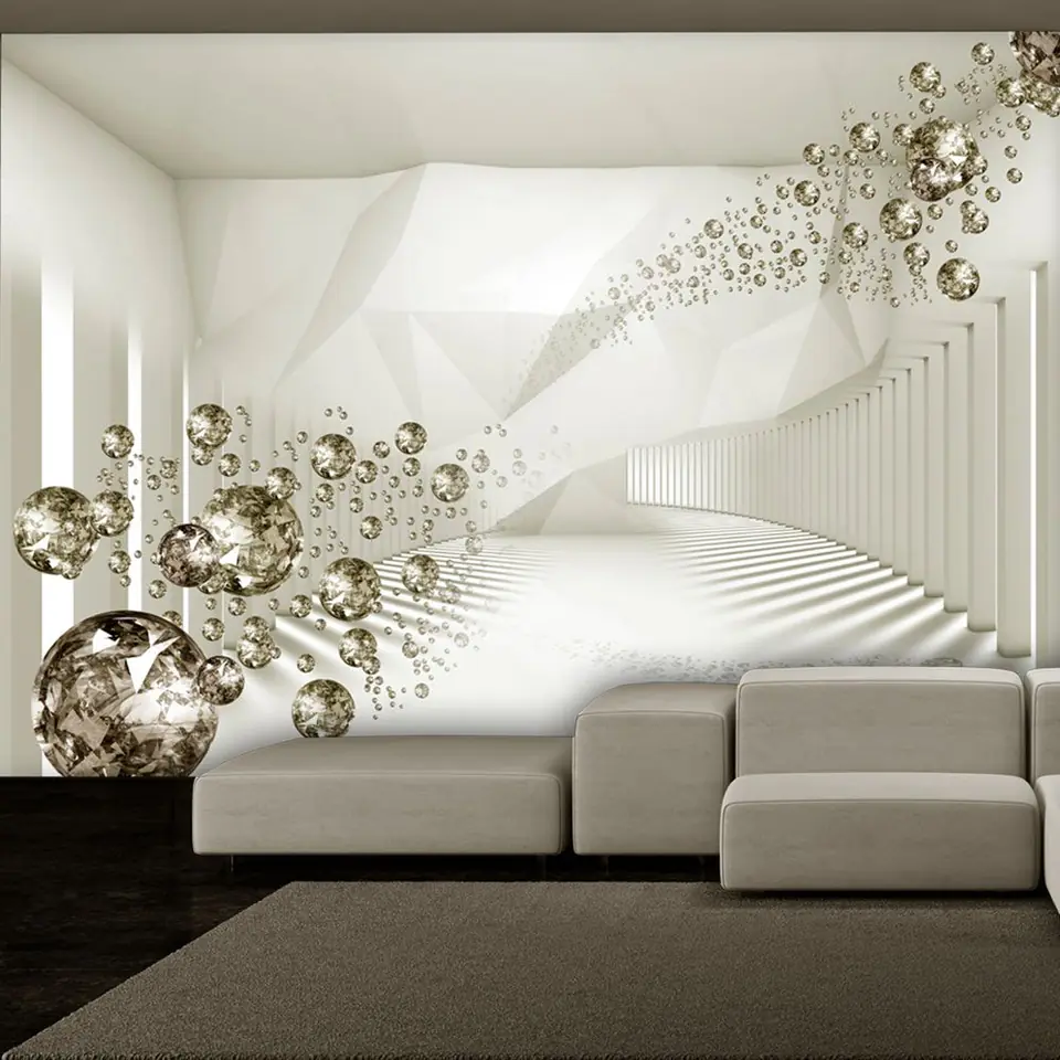 ⁨Self-adhesive wall mural - Diamond corridor (beige) (size 245x175)⁩ at Wasserman.eu
