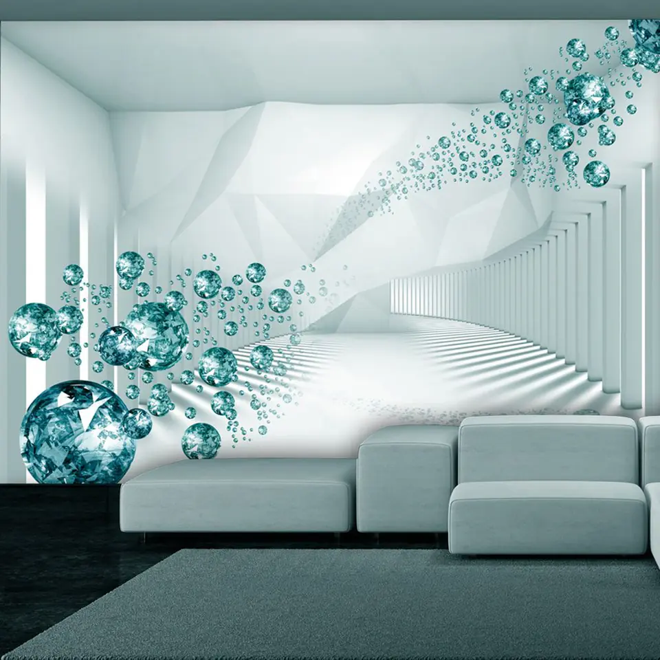 ⁨Self-adhesive wall mural - Diamond corridor (turquoise) (size 98x70)⁩ at Wasserman.eu