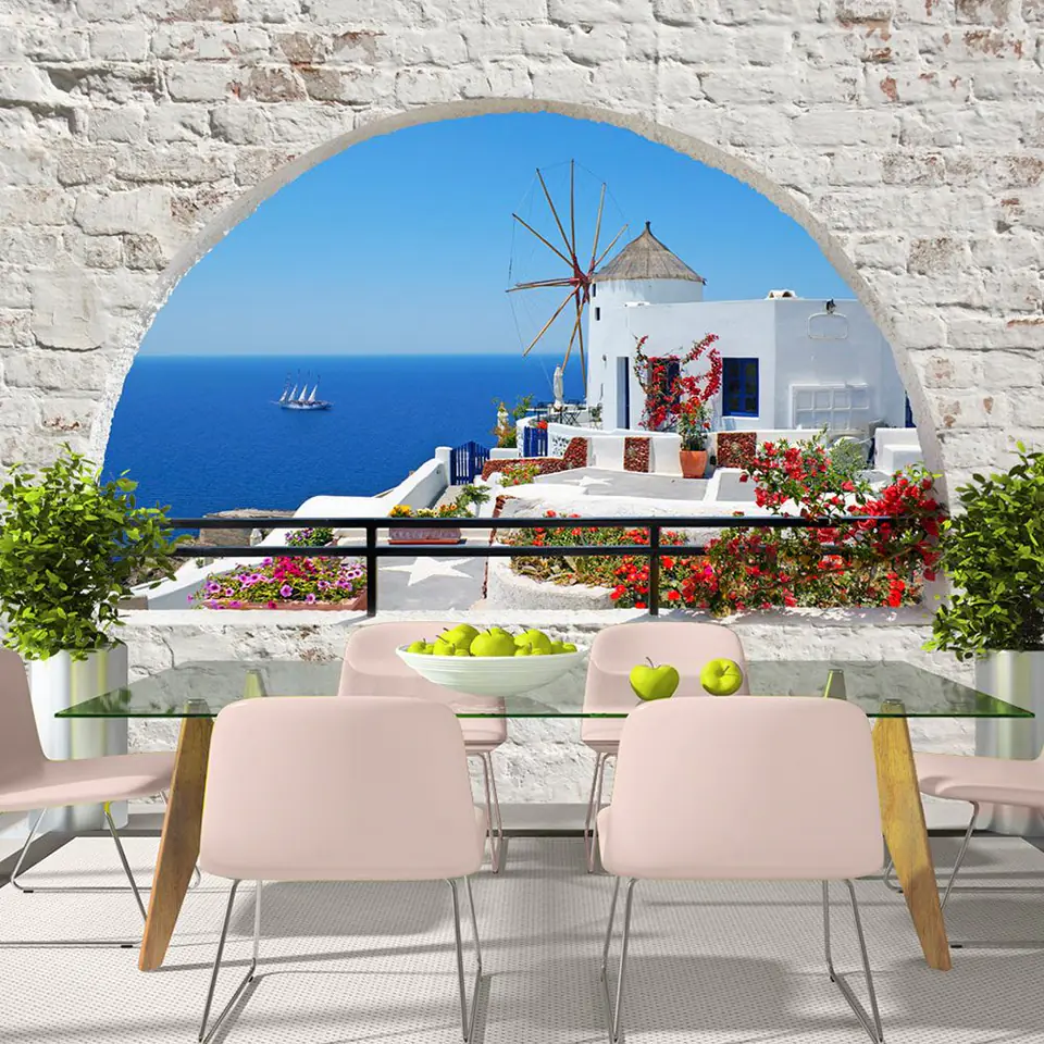 ⁨Fototapeta - Lato na Santorini (rozmiar 147x105, wykończenie Samoprzylepna)⁩ w sklepie Wasserman.eu