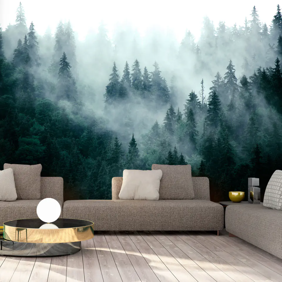 ⁨Wall mural - Mountain forest (dark green) (size 100x70)⁩ at Wasserman.eu