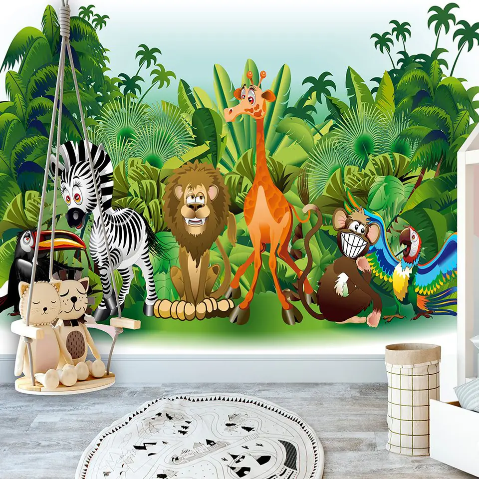 ⁨Wall mural - Jungle animals (size 200x140)⁩ at Wasserman.eu