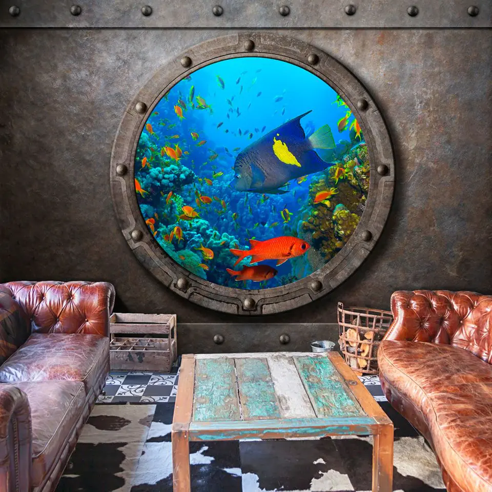 ⁨Self-adhesive mural - Submarine window (size 98x70)⁩ at Wasserman.eu